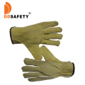 Gold Supplier Yellow Cow Grain Leather Driver Work Glove